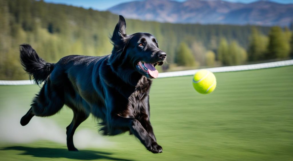 Flat-Coated Retriever exercising