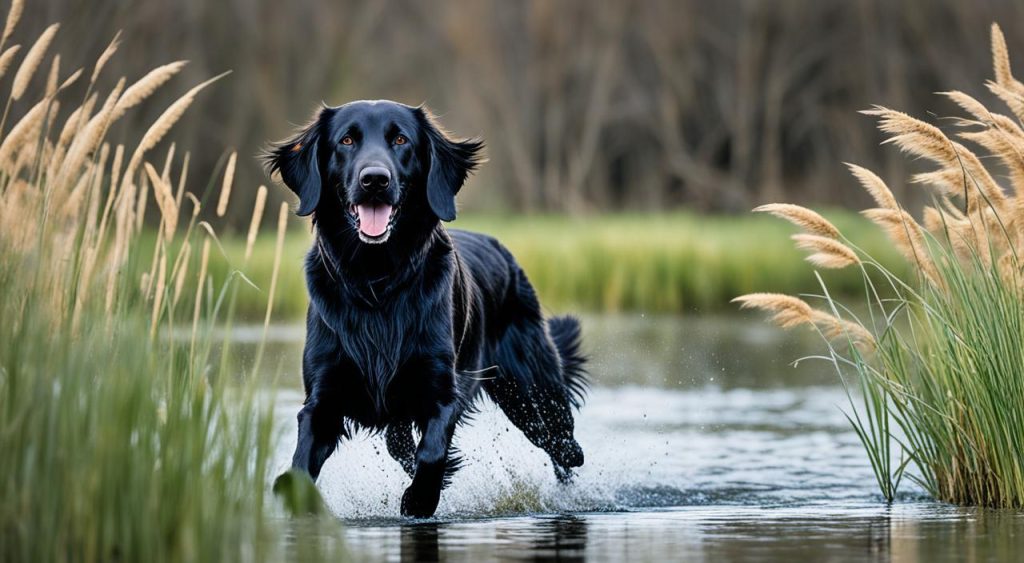 Flat-Coated Retriever hunting dog